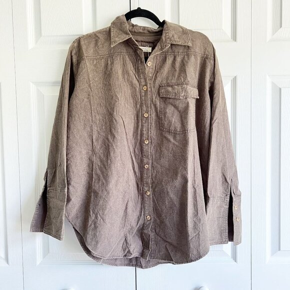Free People Manchester Truffle Combo Button Front Shirt Women's Size X-Small XS - Picture 1 of 10